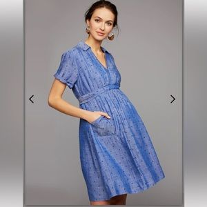 Pea in the Pod Maternity Clip Dot Chambray Dress